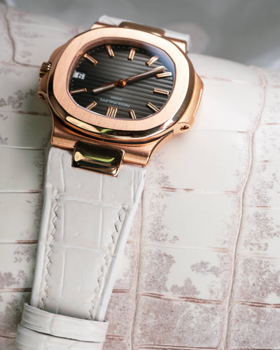 Bespoke Watch Strap in White Crocodile
