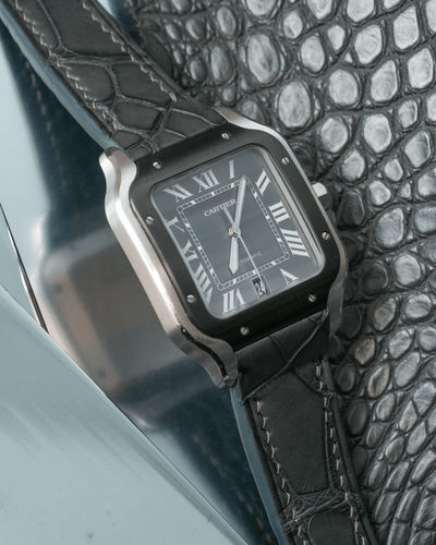 Bespoke Watch Strap In Charcoal Grey Alligator