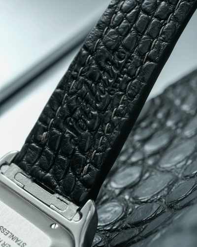 Bespoke Watch Strap In Charcoal Grey Alligator