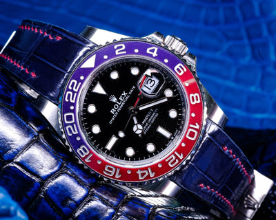 Bespoke Watch Strap in Electric Blue Crocodile