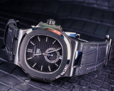 Bespoke Watch Strap in Charcoal Grey Alligator