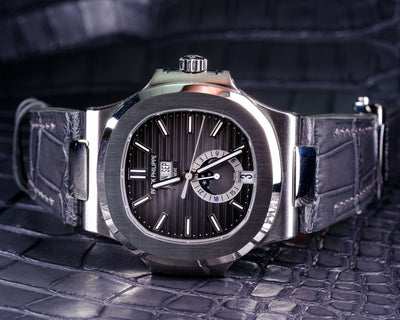 Bespoke Watch Strap in Charcoal Grey Alligator