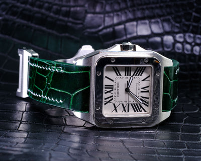 Bespoke Watch Strap in Hunter Green Crocodile