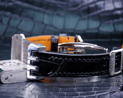 Bespoke Watch Strap In Black Crocodile