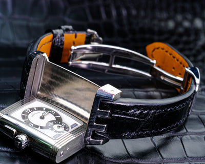 Bespoke Watch Strap In Black Crocodile