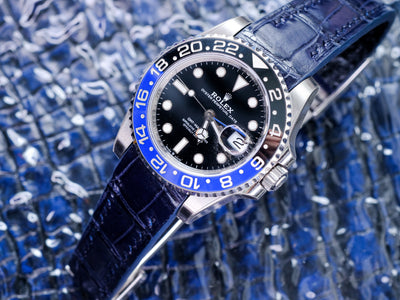 Bespoke Watch Strap in Navy Blue Crocodile