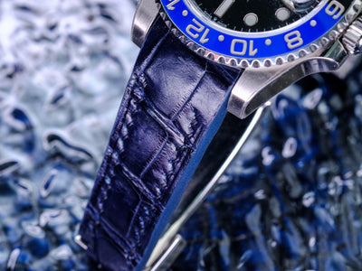 Bespoke Watch Strap in Navy Blue Crocodile