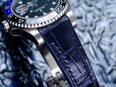 Bespoke Watch Strap in Navy Blue Crocodile