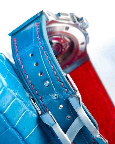 Bespoke Watch Strap in Miami Blue Crocodile