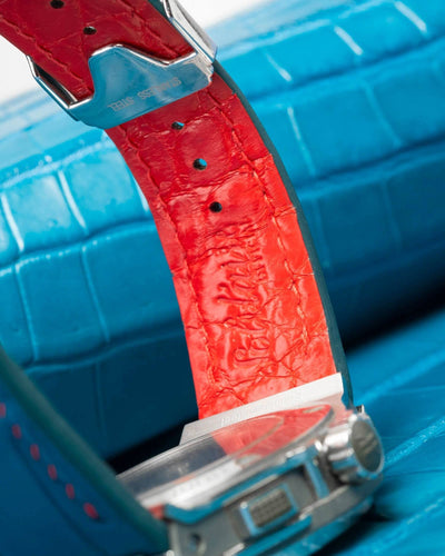 Bespoke Watch Strap in Miami Blue Crocodile