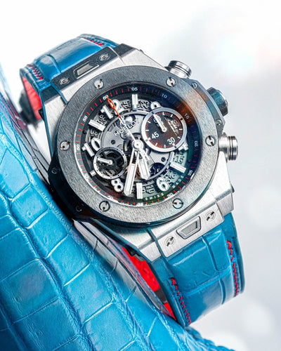 Bespoke Watch Strap in Miami Blue Crocodile