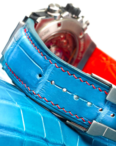 Bespoke Watch Strap in Miami Blue Crocodile