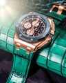 Bespoke Watch Strap in Ombre Green Crocodile