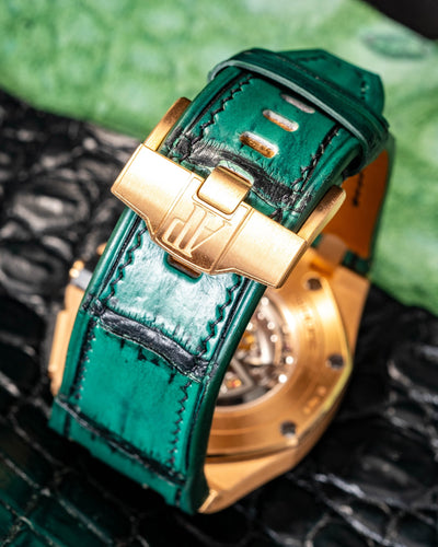 Bespoke Watch Strap in Ombre Green Crocodile