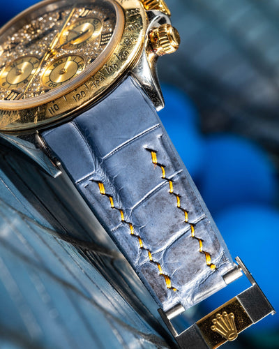 Bespoke Watch Strap in Baby Blue Himalayan Crocodile