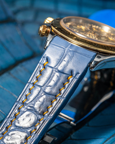 Bespoke Watch Strap in Baby Blue Himalayan Crocodile