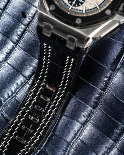 Bespoke Watch Strap in Jet Black Crocodile
