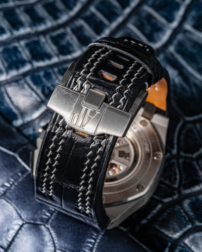 Bespoke Watch Strap in Jet Black Crocodile