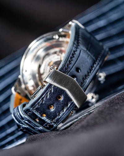 Bespoke Watch Strap in Metallic Black Crocodile