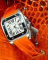 Bespoke Watch Strap in Orange Himalayan Crocodile