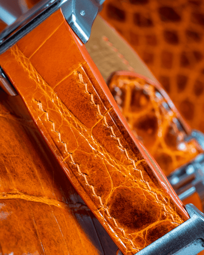 Bespoke Watch Strap in Orange Himalayan Crocodile