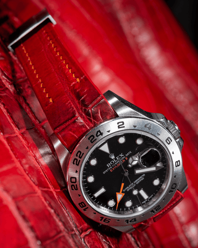 Bespoke Watch Strap in Red Himalayan Crocodile