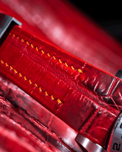 Bespoke Watch Strap in Red Himalayan Crocodile