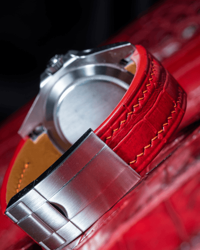 Bespoke Watch Strap in Red Himalayan Crocodile