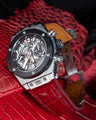 Bespoke Watch Strap in Ferrari Red Crocodile