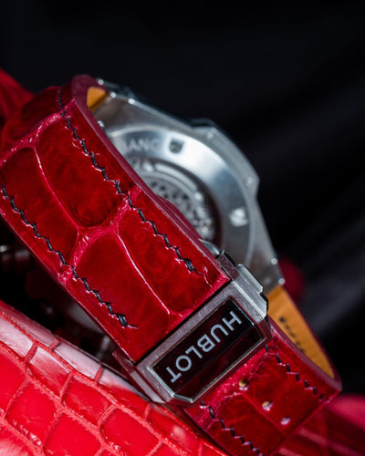 Bespoke Watch Strap in Ferrari Red Crocodile