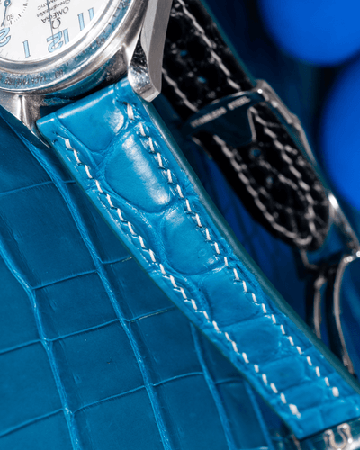 Bespoke Watch Strap in Miami Blue Crocodile