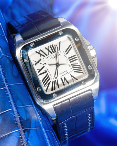 Bespoke Watch Strap in Navy Blue Crocodile