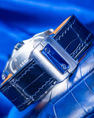 Bespoke Watch Strap in Navy Blue Crocodile