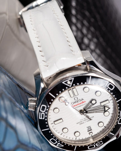 Bespoke Watch Strap in White Crocodile