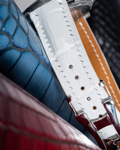 Bespoke Watch Strap in White Crocodile