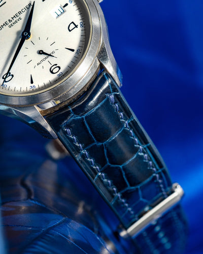 Bespoke Watch Strap in Peacock Blue Crocodile
