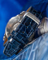 Bespoke Watch Strap in Peacock Blue Crocodile