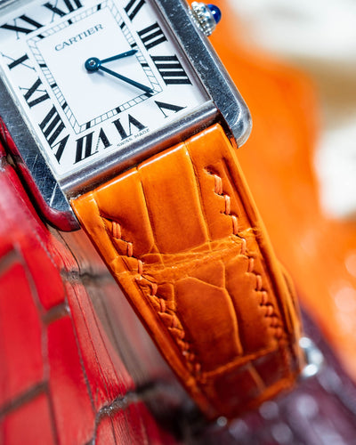 Bespoke Watch Strap in Orange Crocodile