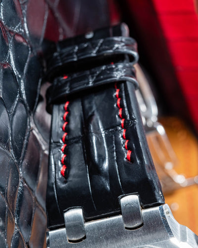 Bespoke Watch Strap in Jet Black Crocodile