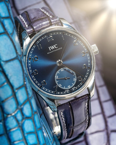 Bespoke Watch Strap in Blue Grey Rubbed Off Crocodile