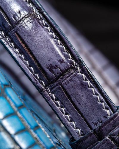 Bespoke Watch Strap in Blue Grey Rubbed Off Crocodile
