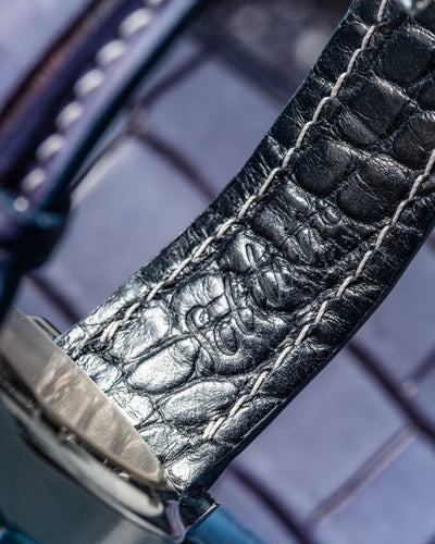 Bespoke Watch Strap in Blue Grey Rubbed Off Crocodile