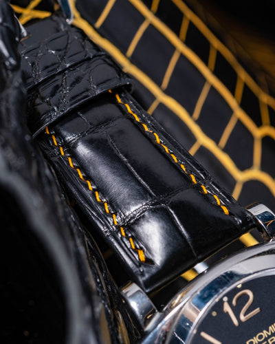 Bespoke Watch Strap in Black Crocodile