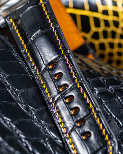 Bespoke Watch Strap in Black Crocodile