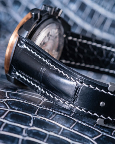 Bespoke Watch Strap in Black Crocodile