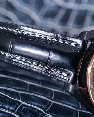 Bespoke Watch Strap in Black Crocodile
