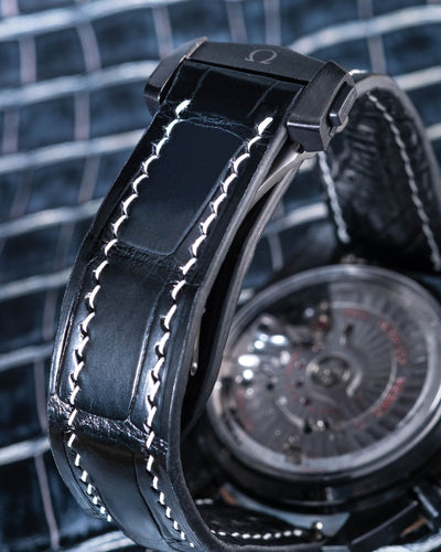 Bespoke Watch Strap in Black Crocodile