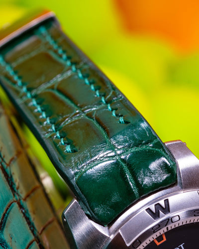 Bespoke Watch Strap in Hunter Green Crocodile