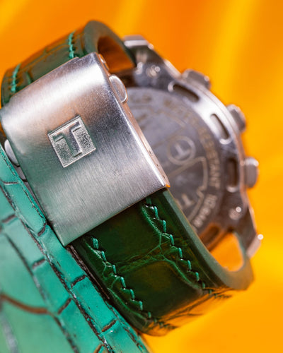 Bespoke Watch Strap in Hunter Green Crocodile