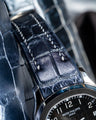 Bespoke Watch Strap in Metallic Black Crocodile